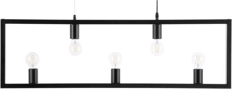 Hängeleuchte Schwarz Metall 5-Flammig Glühbirnen-Optik Rechteckig Geometrisch Industrieller Stil Wohnzimmer Esszimmer