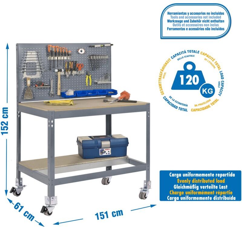 Simonrack Mobiles BT2 Werkbank grau robust und mobil