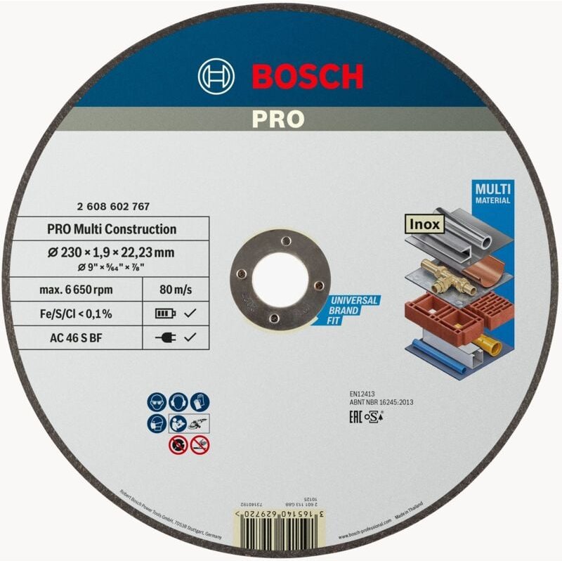 Pro Multi Material Schleifscheibe 230 x 1,9 x 22,23 mm - 2608602767 - Bosch