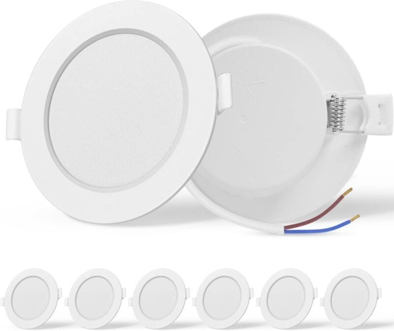 6er-Set LED-Einbaustrahler, extra flach, hohe Helligkeit, 9 W entspricht 72 W Glühlampe, Warmweiß 3000 K AC 230 V, Einba...