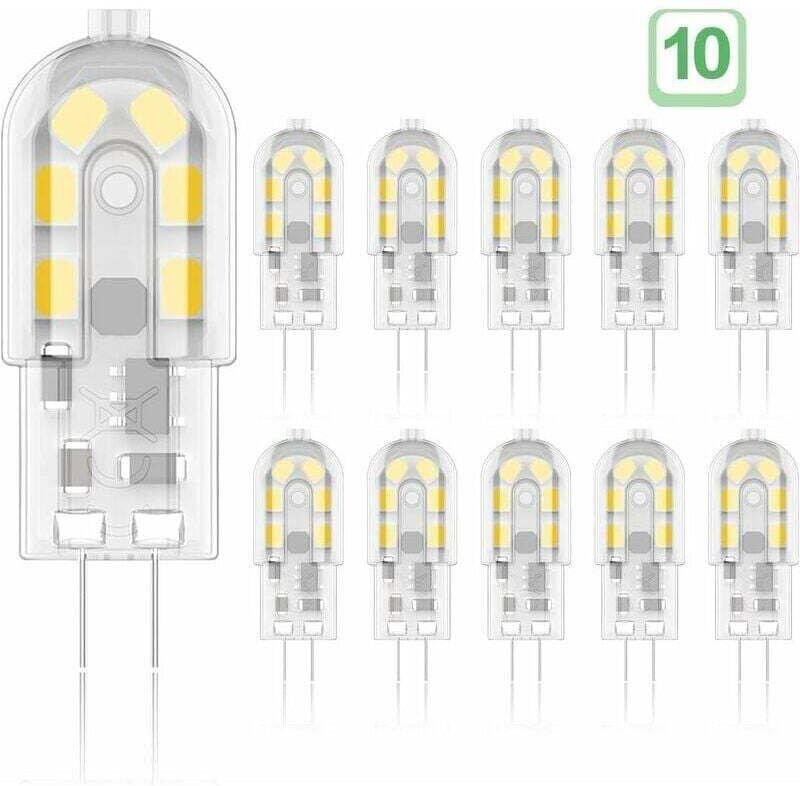 10er Set G4 2W LED Leuchtmittel, entspricht 20W Halogenlampen, Warmweiß 3000K, 200Lm, 12x SMD, 12V AC/DC [Energieklasse ...