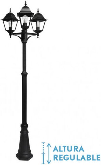 Spica 3xe27 schwarz aluminium straßenlampe spica 3xe27 schwarz ip44 220x62x62 cm höhenverstellbar