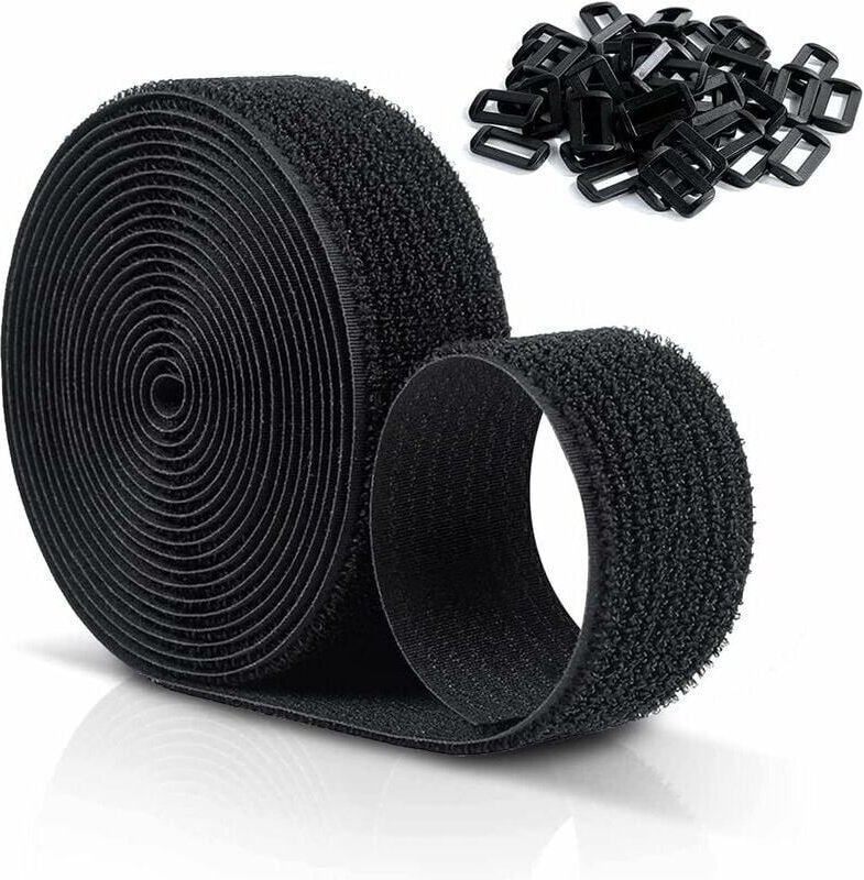 ZVD-Wiederverwendbare Klettbänder 10 MX 25 mm, Verstellbare Kabelbänder mit 50 Kunststoffschnallen, Frei zuschneidbare s...