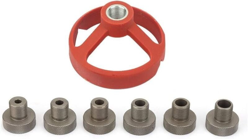 Bohrschablone für die Holzbearbeitung, vertikale Montage, Bohrführungslehre für gerade Löcher 5/6/7/8/9/10 mm (rot)