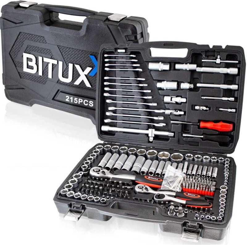 Werkzeugkoffer 215 tlg Knarrenkasten Ratschenkasten Nusskasten Stecknuss Umfangreiches Set mit 1/2' 1/4' 3/8' Ratschen &...