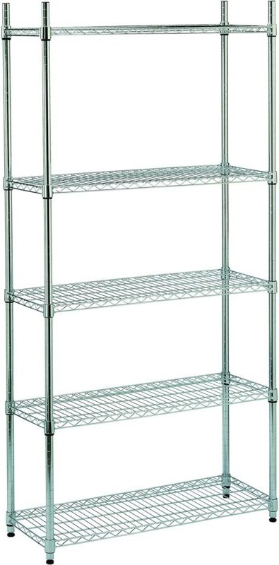 King Home Verchromtes Regal 5 Böden 90x35x180 cm