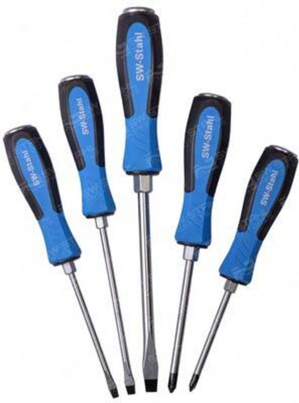 Sw Stahl - Schraubendrehersatz, schlagfest, Schlitz + Kreuz (PH1, PH2), 5-teilig