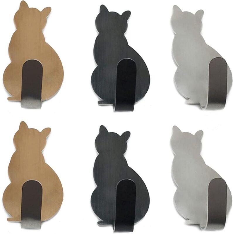 Handtuchhaken aus Edelstahl mit kleinen Katzenmotiven, dekorative Wandhaken für Zuhause, Küche, Badezimmer, Büro, Aufbew...