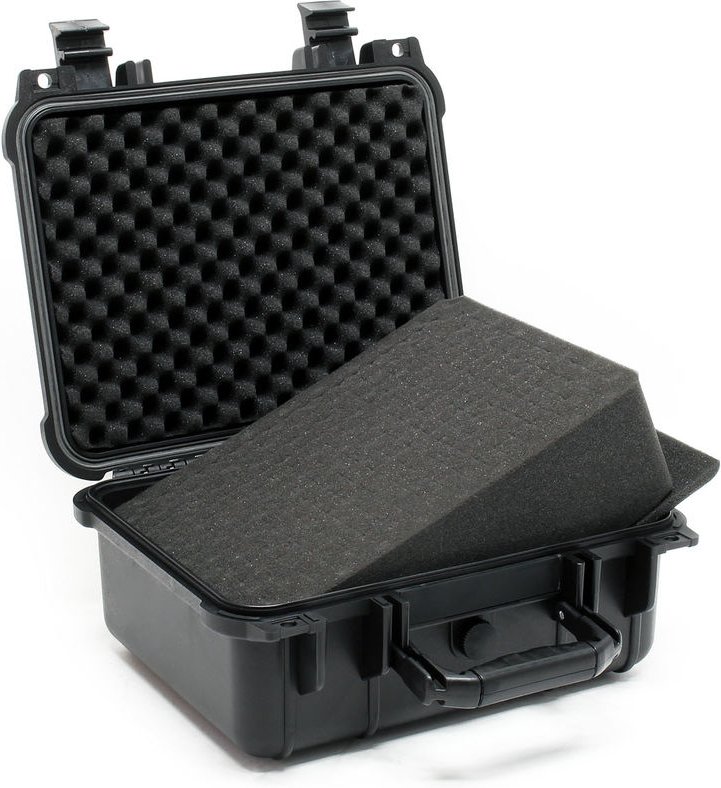 Wiltec - Universalkoffer 27x24,6x12,4 cm schwarz, Schutzkoffer wasserdicht mit Druckausgleichsventil & anpassbaren Schau...