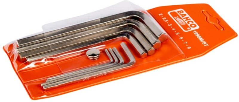 Bahco Metrischer Sechskant-Winkelschraubendreher-Satz, vernickelt, 2 bis 8 mm - 8-tlg., in Kst.Tasche