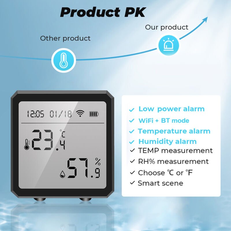 Tuya Smart WiFi Temperatur Feuchtigkeitssensor Innen Hygrometer Thermometer APP Fernbedienung mit LCD Bildschirm T&H Sen...