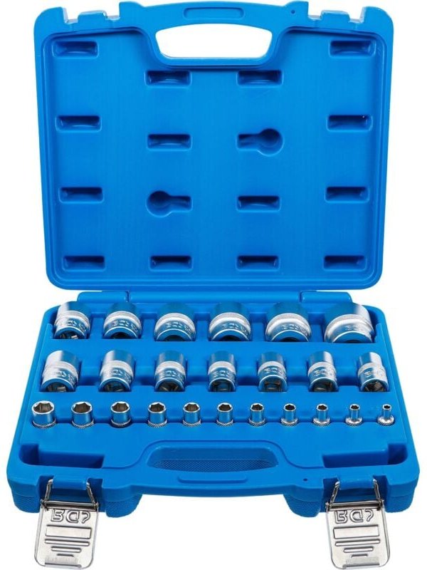 Bgs Technic - Steckschlüssel-Einsatz-Satz, Sechskant Antriebe Innenvierkant 6,3 mm (1/4'), 12,5 mm (1/2') Zollmaße 24-tl...