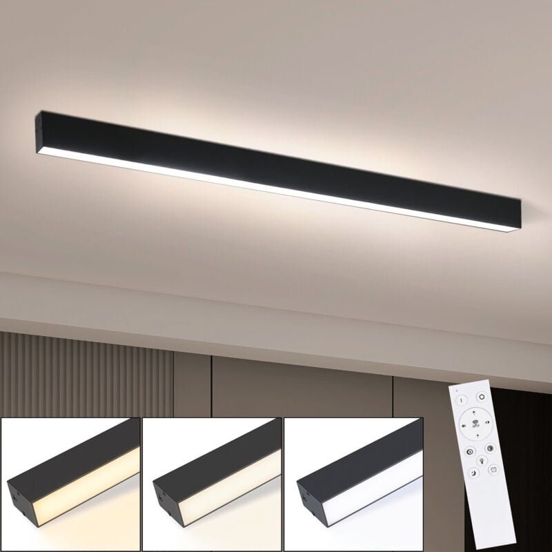 Deckenlampe led Gbly Deckenleuchte Wohnzimmer - 107CM Wohnzimmerlampe Lang Schwarz Küchenlampe 32W Bürolampe Modern Dimm...