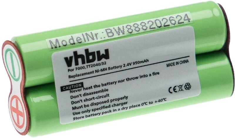Vhbw - Akku Ersatz für Philips TT2040/32 für Rasierer Haarschneider (950mAh, 2,4V, NiMH)