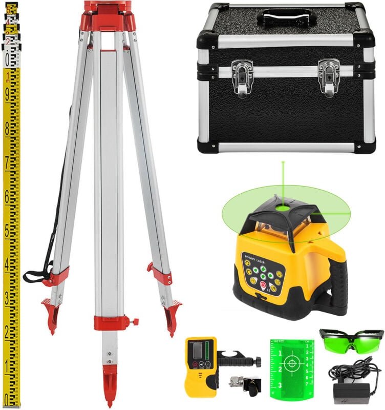 Rotationslaser Nivelliergerät Kreuzlinienlaser Set Stativ Nivellierlatte - Vevor