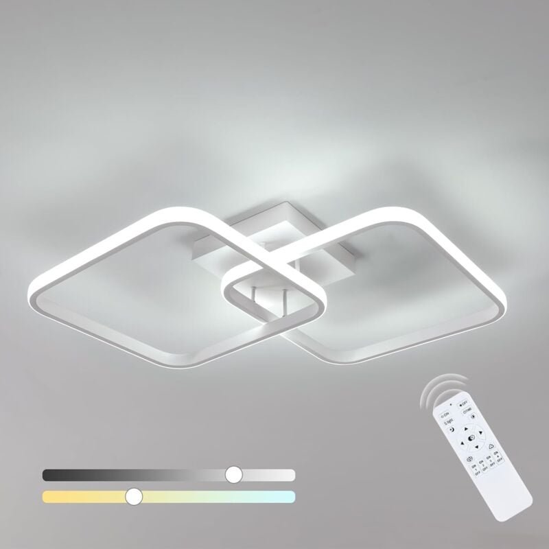Thumbnail - Comely - 50W 5625LM Dimmbare LED-Deckenleuchte, 59cm Deckenlampe mit Fernbedienung 3000K-6500K, Quadratische Acryl-Wohnz...