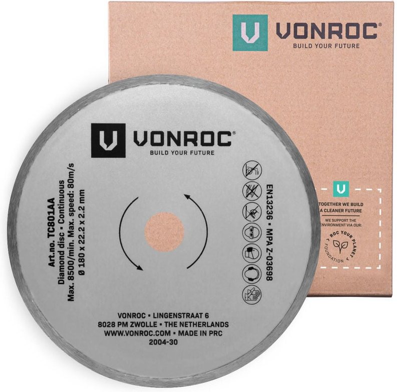 Vonroc - Diamanttrennscheibe - 180mm - Universal - Für TC501AC Fliesenschneider