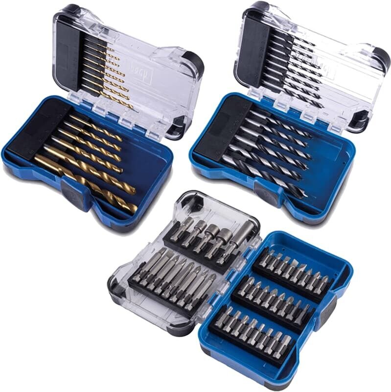 Scheppach - hss Spiralbohrer 15-tlg. Holzbohrer 15-tlg. Bitschrauber 37-tlg. Set
