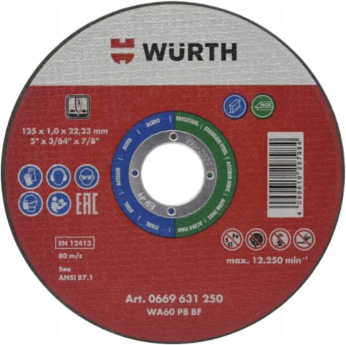Würth 125x1,0mm Trennscheibe für Metall und Stahl