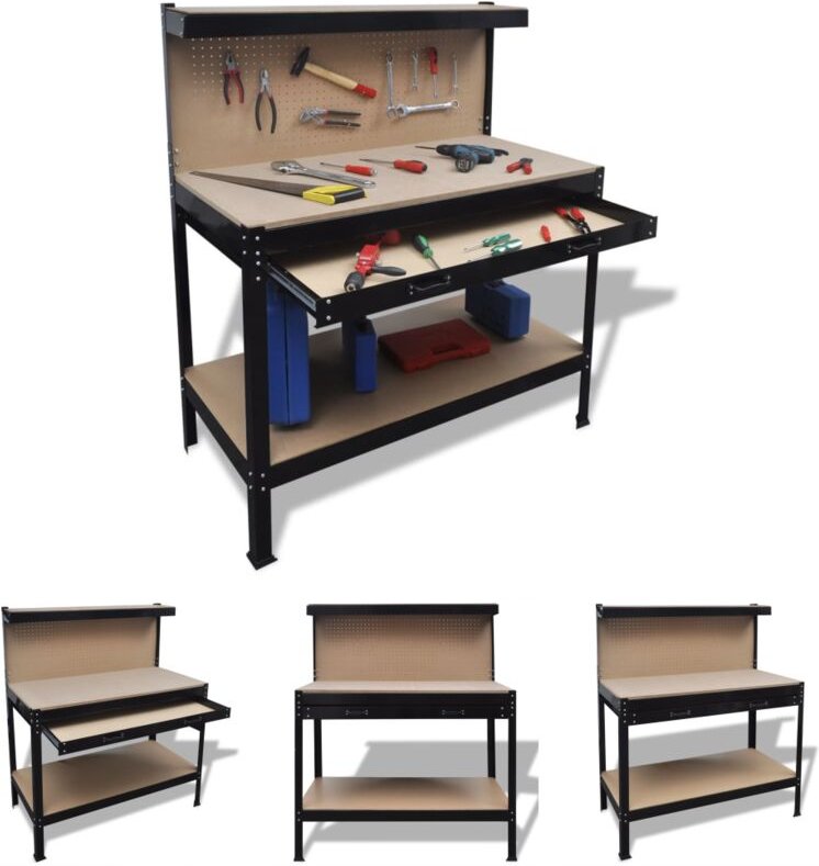 The Living Store - Werkbank mit Lochwand und Schublade - Werkbänke - Braun