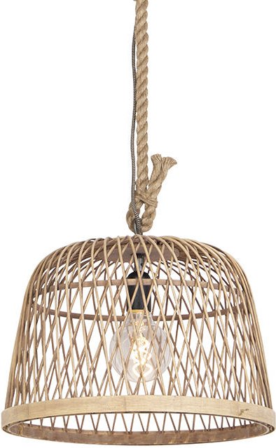 Smarte ländliche Hängelampe Rattan inkl. Wifi G125 Lichtquelle - Calamus