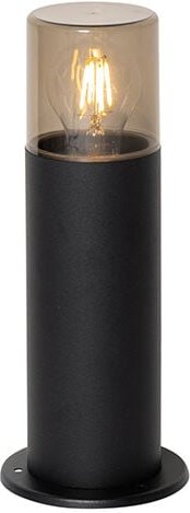 Qazqa - Stehende Außenleuchte schwarz mit Rauchschirm 30 cm IP44 - Odense