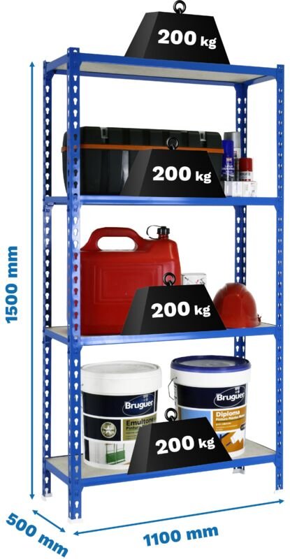 Simonrack Leichte Regal ohne Schrauben Blau Holz 150x110 cm