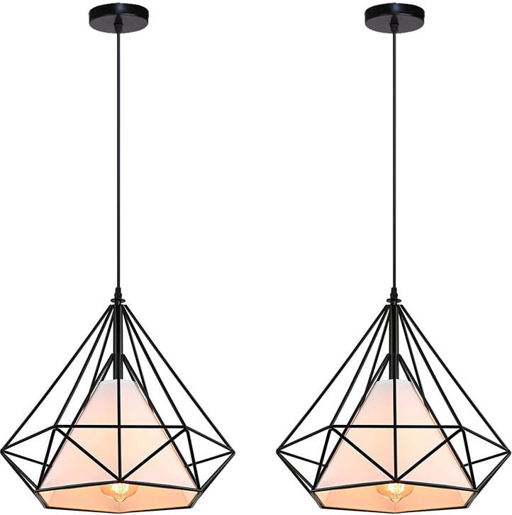 Pendelleuchte Vintage, Hängelampe im Retro Look, Diamant Form Kronleuchter mit Käfig für Wohnzimmer Schlafzimmer Esszimm...