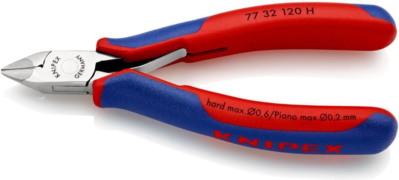 KNIPEX 77 32 120 H Elektronik-Seitenschneider mit eingesetzter Hartmetallschneide mit Mehrkomponenten-Hüllen 120 mm