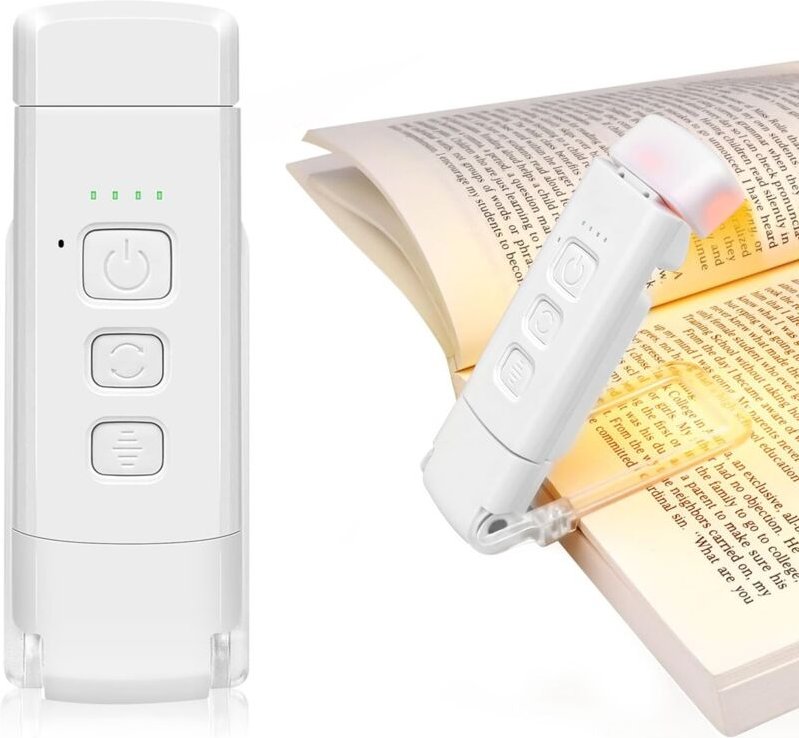 Per usb wiederaufladbare Leselampe, Nachttischlampe zum Anklemmen, 3 Farben und 5 Helligkeitsstufen, Augenschutz, kompak...