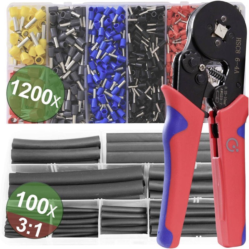 22T009 22T009 Crimpzangen-Set Aderendhülsen 0.25 bis 10 mm² Inkl. Aderendhülsensortiment - Quadrios