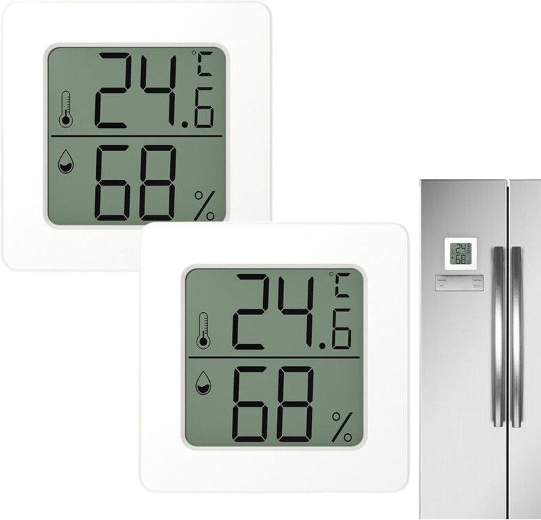 2er Set Digitales Hygrometer mit Thermometer – Temperatur & Luftfeuchtigkeit Anzeige, Multifunktion für Zuhause, Büro, T...