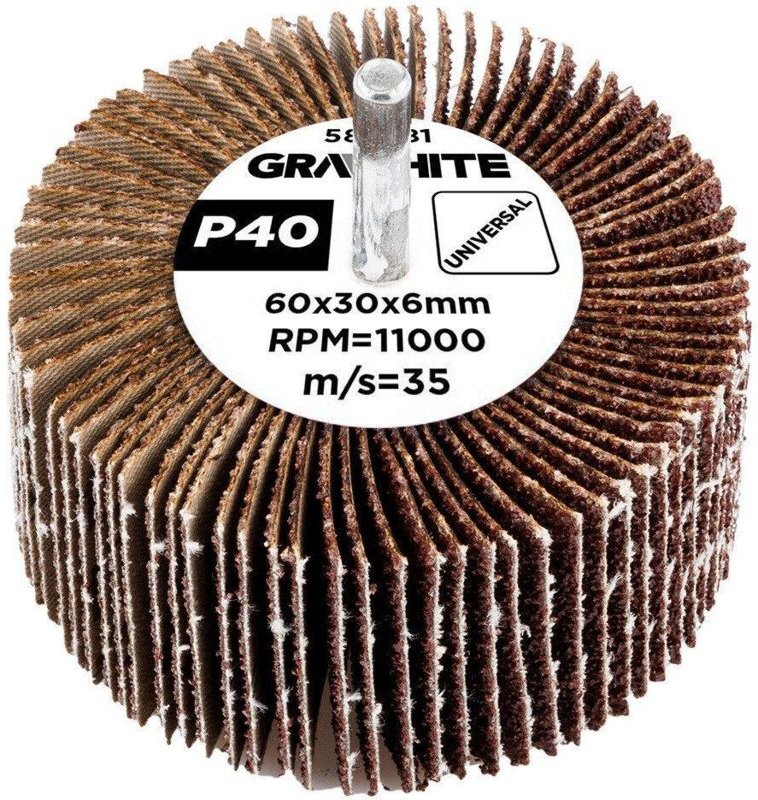 Lamellensäge graphite P40 60 x 30 x 6 mm Schleifkörner