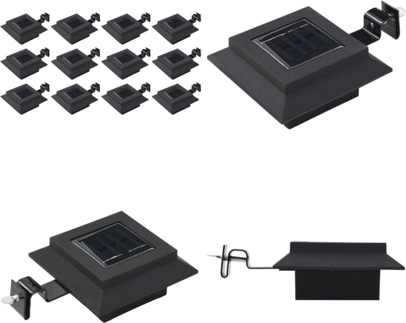 Solar-Außenleuchten 12 Stk. LED Rechteckig 12 cm Schwarz - LED Solarleuchte - Solar Lampen - Außenscheinwerfer - Gartenb...