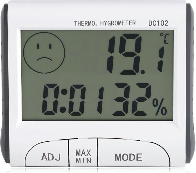 Feuchtigkeitsmesser, Multifunktionales Temperatur- und Feuchtigkeitsmessgerät für Zuhause mit Saugnapf-Monitor, LCD-Digi...