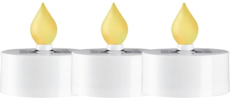 Star - Trading Solar-Kerzen-Set Saul, 3 Stück, Weiß, led, Gelb, Dämmerungssensor, Außenbereich, 5,5 cm