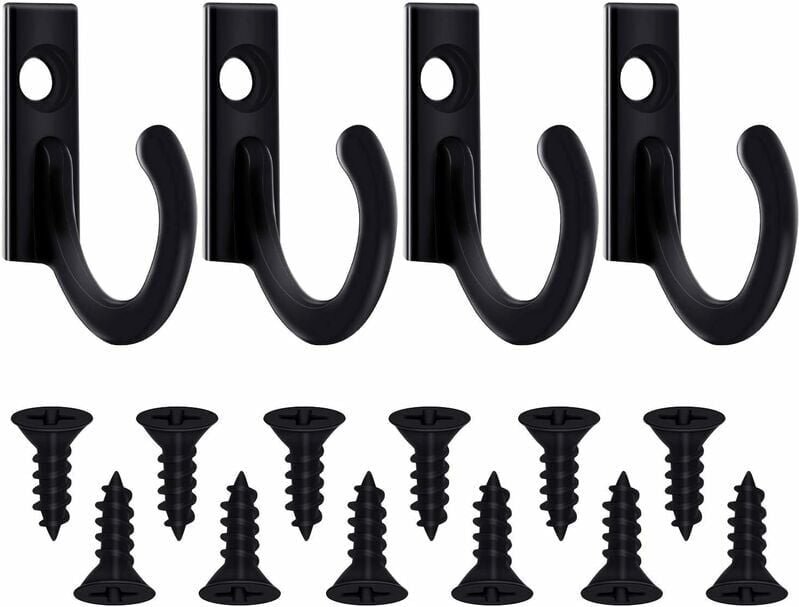 20 Stück einzelne Wandhaken, Bademantelhaken, Kleiderhaken und Schrauben zum Aufhängen von Schlüsselschmuckhaken (schwar...