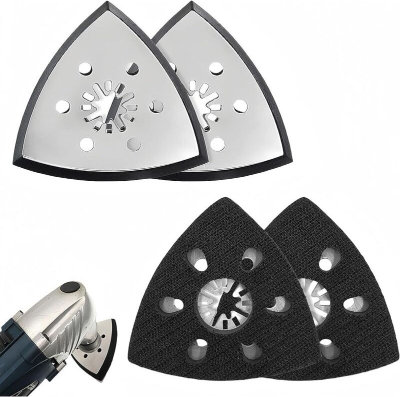 4 Stück Schleifplatte Dreieck (93mm) – Fein Multitool Schleifplatten für Holz & Metall, Dreieckschleifer Schleifaufsatz