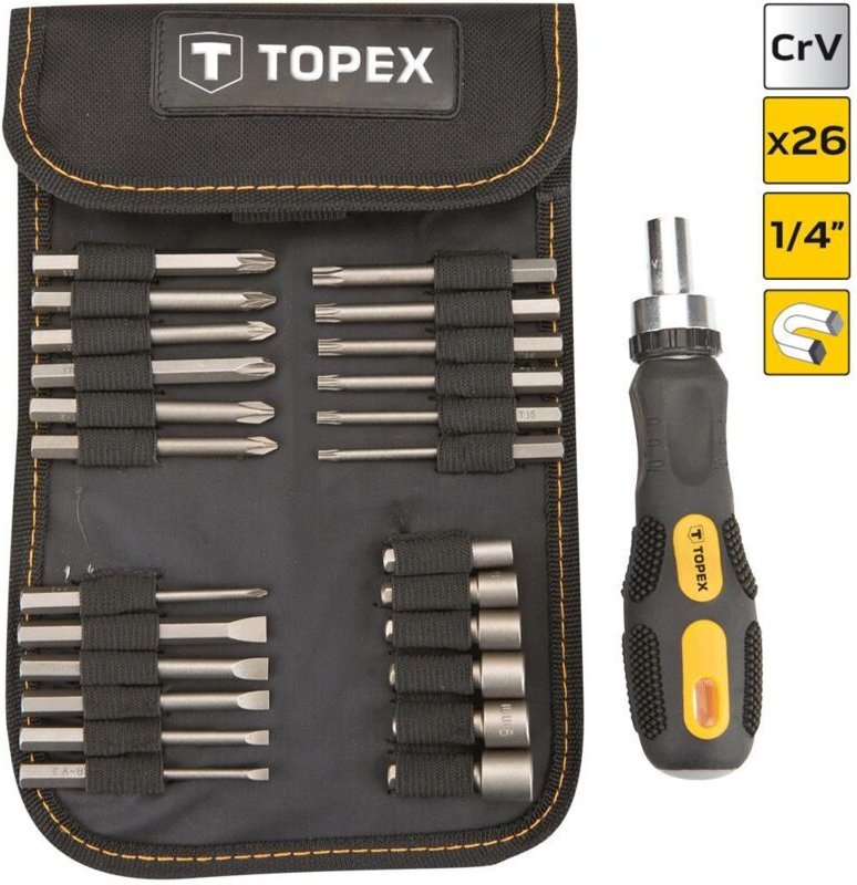 26 tlg. Schraubendreher Bit-Set CrV 1/4'