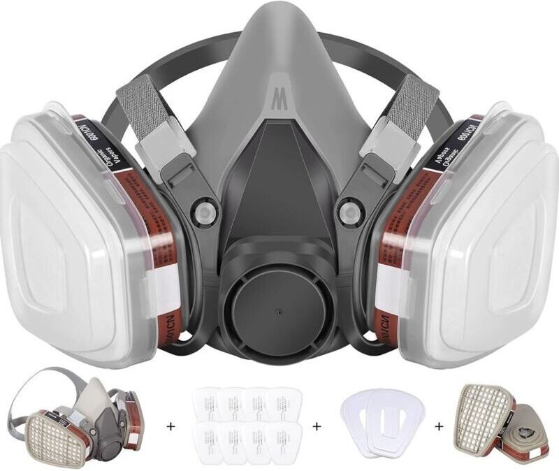 Wiederverwendbare Halbmasken-Atemschutzmaske – 6200 Halbmasken-Atemschutzmaske, geeignet für Lackierarbeiten, Staub- und...