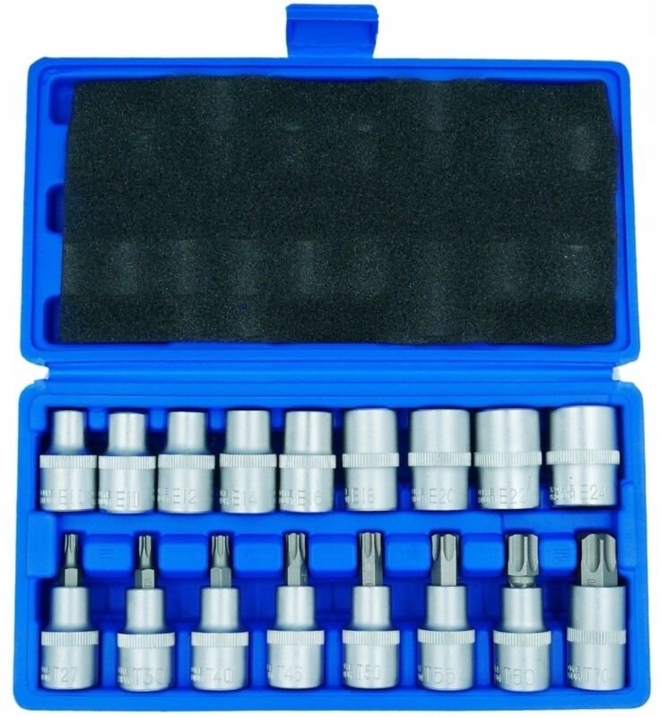 E-TORX-SCHLÜSSELSATZ MIT STECKSCHLÜSSEL 1/2" 19-tlg.