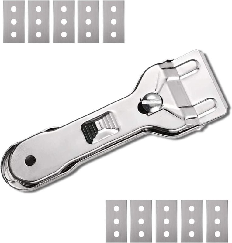 Keramikschaber, ein zweischneidiger Reinigungsschaber mit Ersatzklinge, der zum Entfernen von Flecken auf Öfen, Glas und...