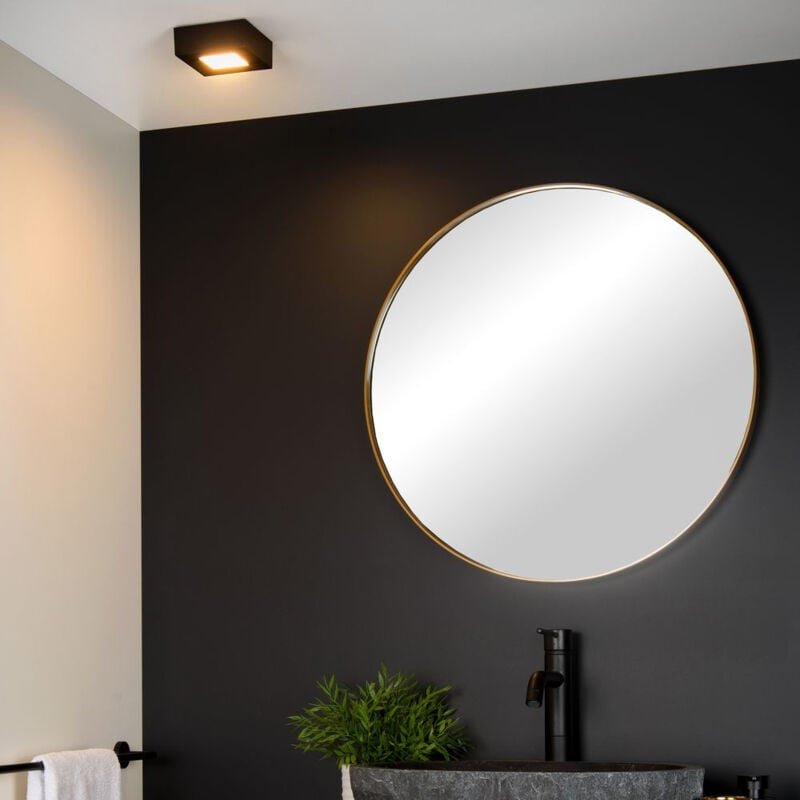 Brice-led - Deckenleuchte Badezimmer - led Dim. - 1x8W 3000K - IP44 - Schwarz - Lucide