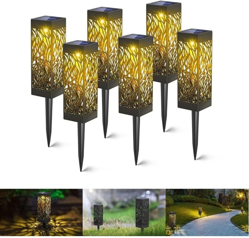 6er-Pack Solarleuchten, wasserdicht, für die Landschaftsbeleuchtung im Außenbereich, für Wege, Gärten, Terrassen usw.