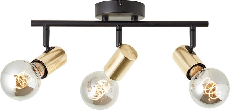 Brilliant - Kerry Spotrohr 3flg schwarz/messing, Metall, 3x A60, E27, 40 w