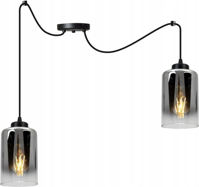 Elegante Spinnen-Hängelampe Aus Glas Mit Goldenem Schirm