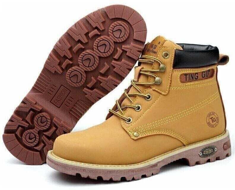 S3 Powerplant High Sicherheitsschuhe – Hohe Sicherheitsschuhe mit Stahlkappen sind leicht und atmungsaktiv – Gelb – 42 -...