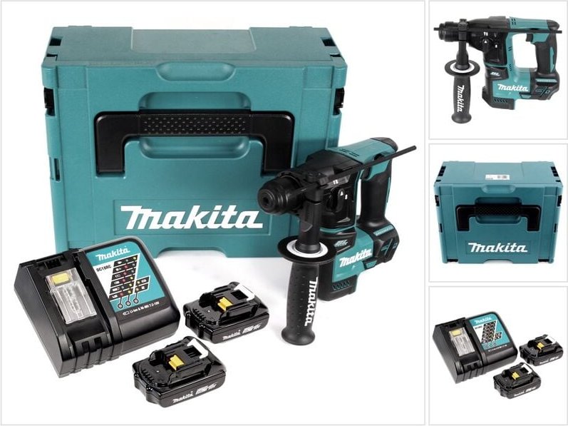 Makita DHR 171 RAJ Akku Bohrhammer 18 V 1,20 J SDS Plus Brushless + 2x Akku 2,0 Ah + Ladegerät + Makpac