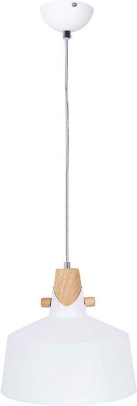 Hängelampe Pendelleuchte Deckenlampe Wohnzimmer weiß matt Holzoptik D 28 cm