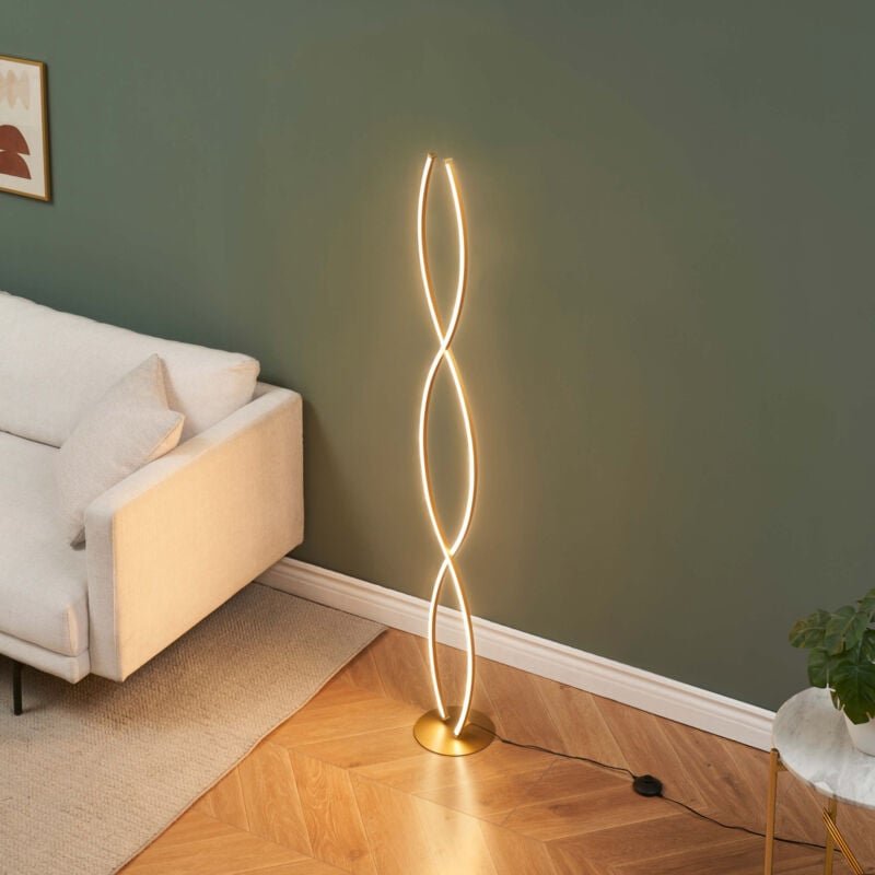 Dimmbare goldene LED-Stehleuchte im Twist-Design 150 cm - Orionis
